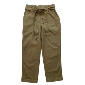 Cabi Paperbag Waist Pants Womens 4 Khaki Tie Belt Utility